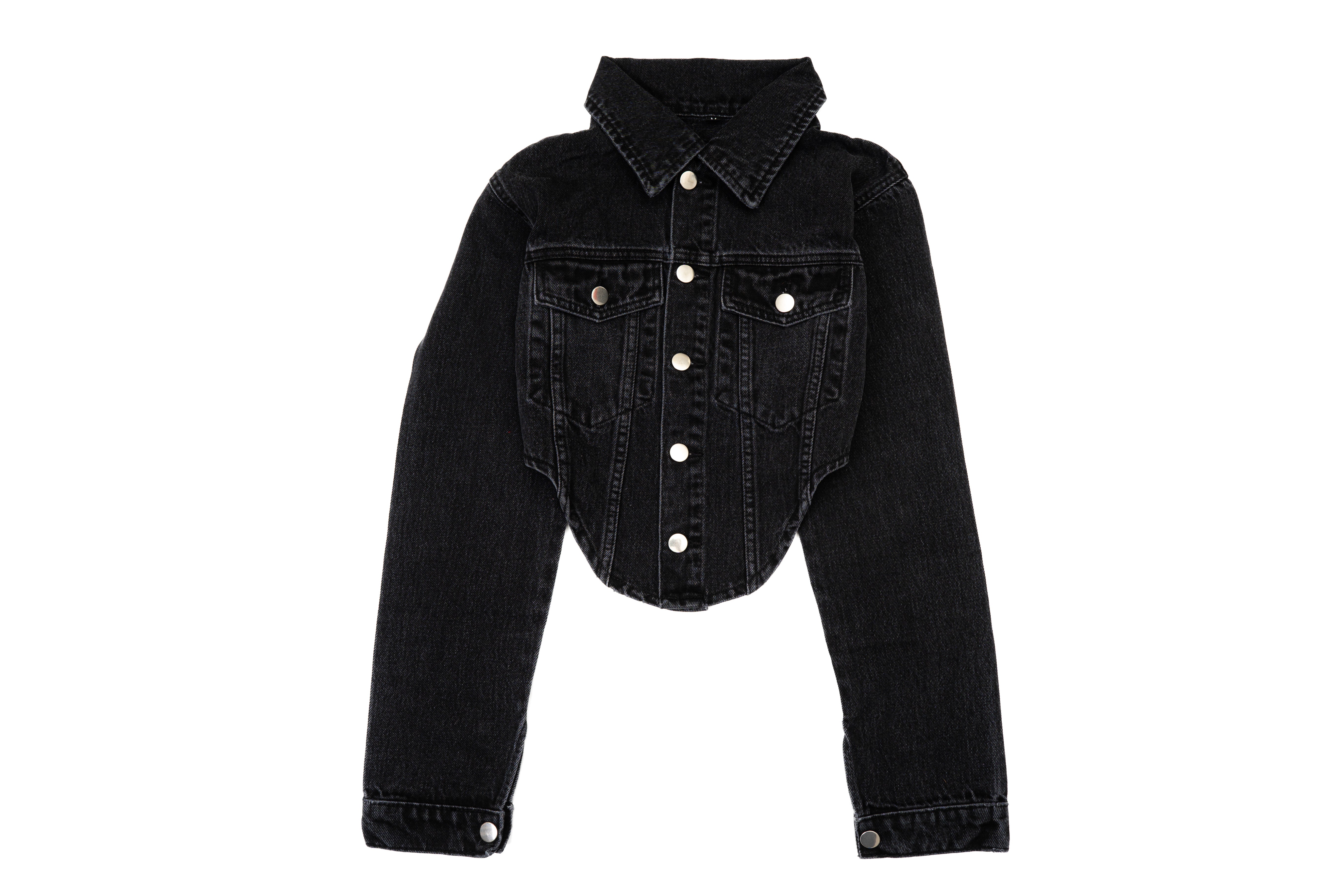 Jheez Black Denim Cropped Shirt