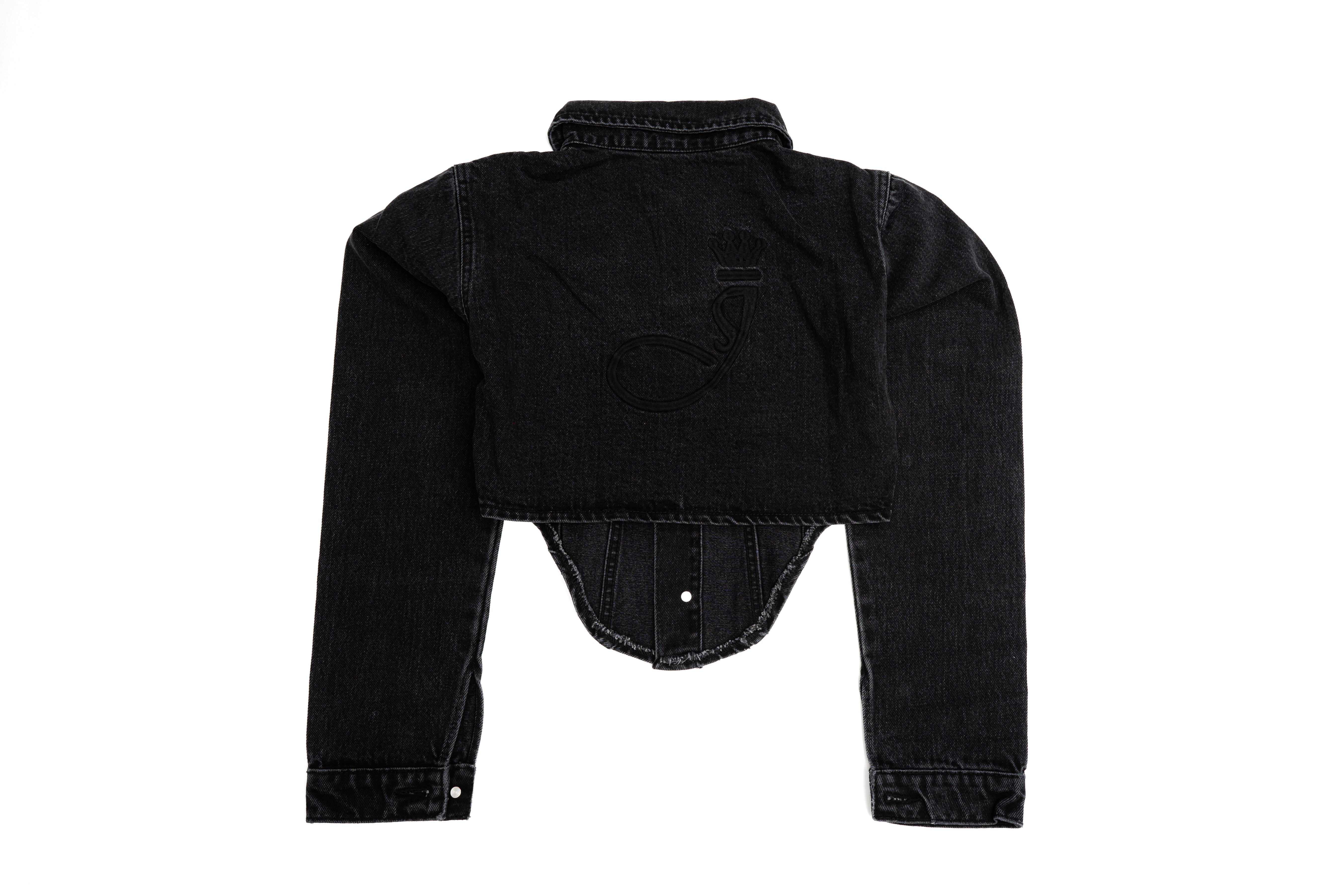 Jheez Black Denim Cropped Shirt